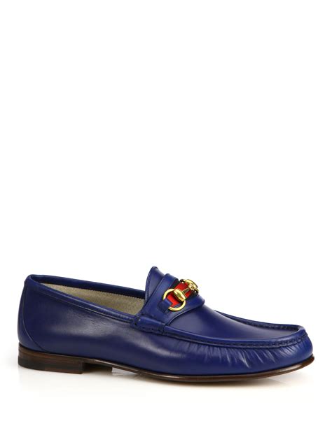 leather blue gucci loafers|Gucci wool loafer.